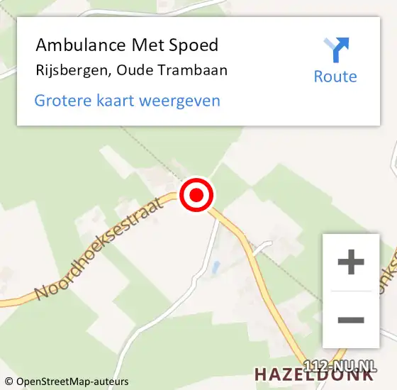 Locatie op kaart van de 112 melding: Ambulance Met Spoed Naar Rijsbergen, Oude Trambaan op 12 mei 2018 23:38