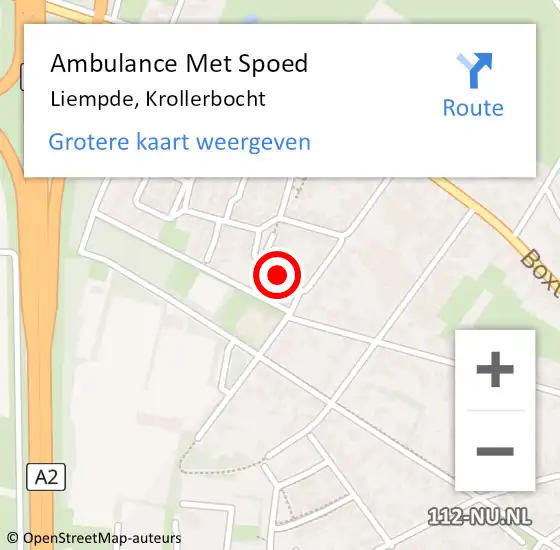 Locatie op kaart van de 112 melding: Ambulance Met Spoed Naar Liempde, Krollerbocht op 12 mei 2018 23:50