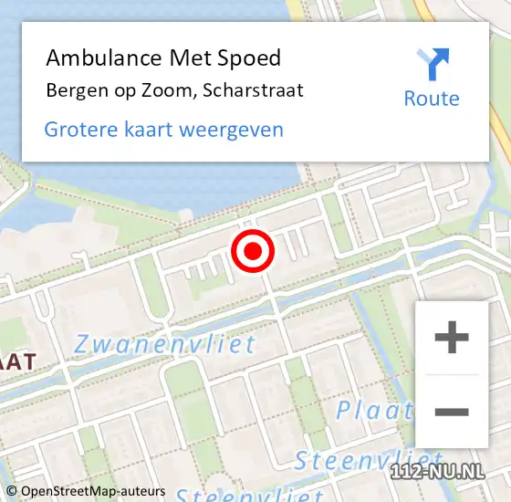 Locatie op kaart van de 112 melding: Ambulance Met Spoed Naar Bergen op Zoom, Scharstraat op 13 mei 2018 00:39