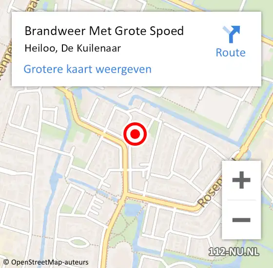 Locatie op kaart van de 112 melding: Brandweer Met Grote Spoed Naar Heiloo, De Kuilenaar op 13 mei 2018 00:43