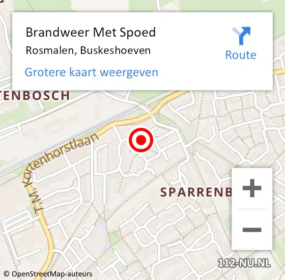 Locatie op kaart van de 112 melding: Brandweer Met Spoed Naar Rosmalen, Buskeshoeven op 13 mei 2018 01:43