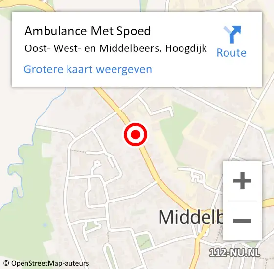 Locatie op kaart van de 112 melding: Ambulance Met Spoed Naar Oost- West- en Middelbeers, Hoogdijk op 13 mei 2018 02:00