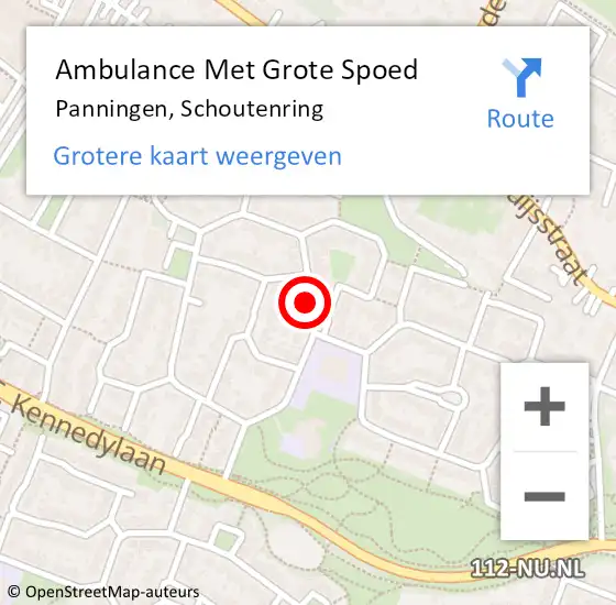 Locatie op kaart van de 112 melding: Ambulance Met Grote Spoed Naar Panningen, Schoutenring op 13 mei 2018 02:04