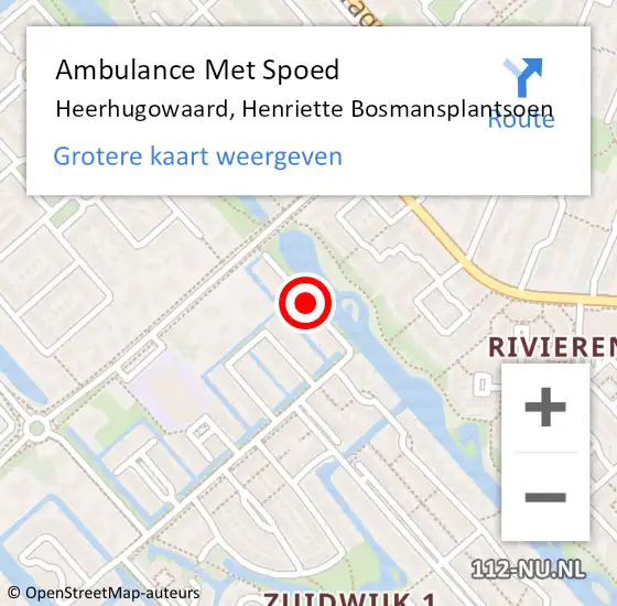 Locatie op kaart van de 112 melding: Ambulance Met Spoed Naar Heerhugowaard, Henriette Bosmansplantsoen op 13 mei 2018 02:30