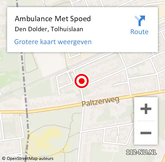 Locatie op kaart van de 112 melding: Ambulance Met Spoed Naar Den Dolder, Tolhuislaan op 13 mei 2018 02:44