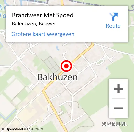 Locatie op kaart van de 112 melding: Brandweer Met Spoed Naar Bakhuizen, Bakwei op 13 mei 2018 03:11