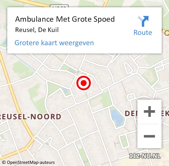 Locatie op kaart van de 112 melding: Ambulance Met Grote Spoed Naar Reusel, De Kuil op 13 mei 2018 03:39