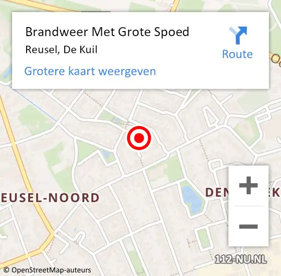 Locatie op kaart van de 112 melding: Brandweer Met Grote Spoed Naar Reusel, De Kuil op 13 mei 2018 03:44