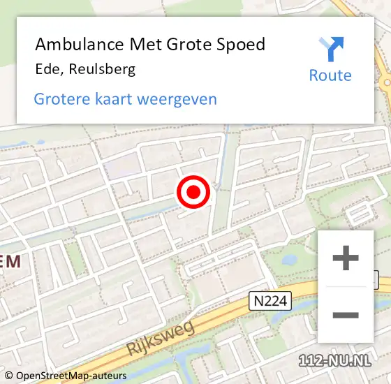 Locatie op kaart van de 112 melding: Ambulance Met Grote Spoed Naar Ede, Reulsberg op 13 mei 2018 04:16