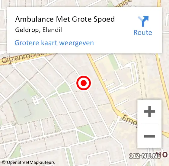 Locatie op kaart van de 112 melding: Ambulance Met Grote Spoed Naar Geldrop, Elendil op 13 mei 2018 05:03