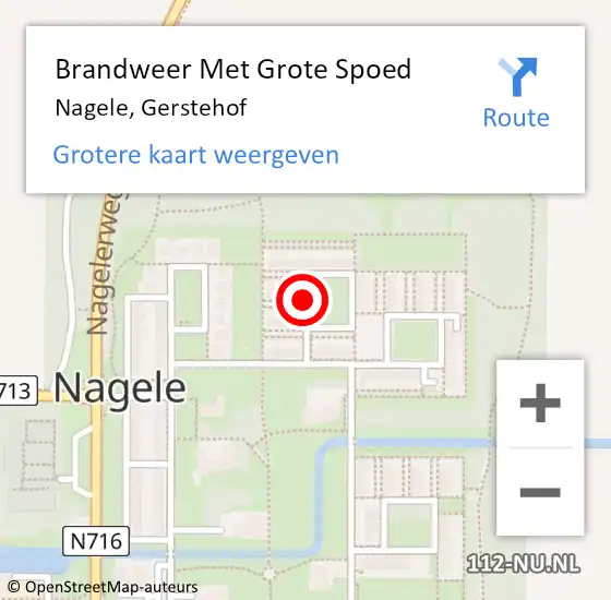Locatie op kaart van de 112 melding: Brandweer Met Grote Spoed Naar Nagele, Gerstehof op 13 mei 2018 06:00