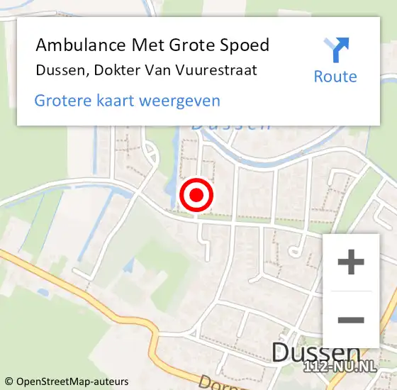 Locatie op kaart van de 112 melding: Ambulance Met Grote Spoed Naar Dussen, Dokter van Vuurestraat op 13 mei 2018 06:37