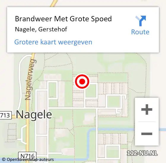 Locatie op kaart van de 112 melding: Brandweer Met Grote Spoed Naar Nagele, Gerstehof op 13 mei 2018 06:43