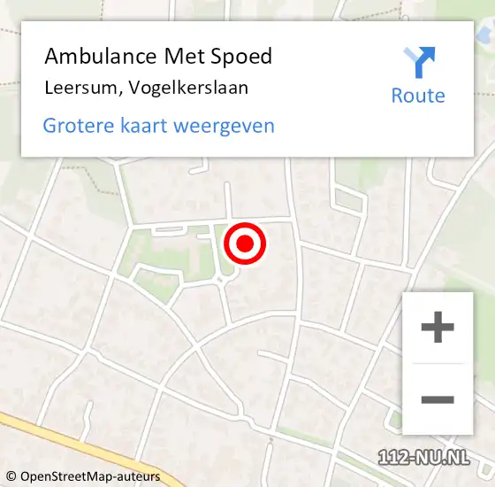 Locatie op kaart van de 112 melding: Ambulance Met Spoed Naar Leersum, Vogelkerslaan op 13 mei 2018 08:41