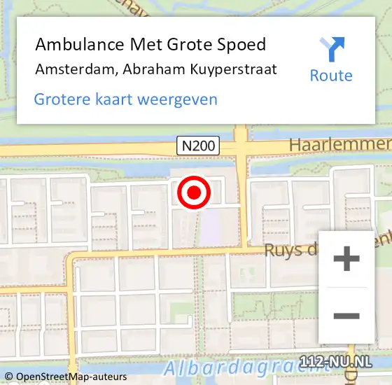 Locatie op kaart van de 112 melding: Ambulance Met Grote Spoed Naar Amsterdam, Abraham Kuyperstraat op 13 mei 2018 08:49