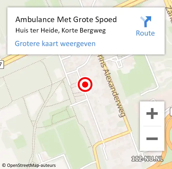 Locatie op kaart van de 112 melding: Ambulance Met Grote Spoed Naar Huis ter Heide, Korte Bergweg op 13 mei 2018 09:16