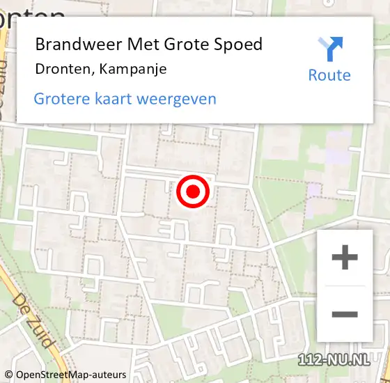 Locatie op kaart van de 112 melding: Brandweer Met Grote Spoed Naar Dronten, Kampanje op 13 mei 2018 09:22