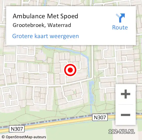 Locatie op kaart van de 112 melding: Ambulance Met Spoed Naar Grootebroek, Waterrad op 13 mei 2018 10:13