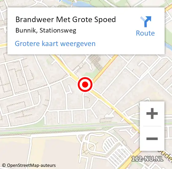 Locatie op kaart van de 112 melding: Brandweer Met Grote Spoed Naar Bunnik, Stationsweg op 25 februari 2014 04:28