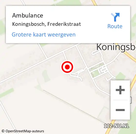 Locatie op kaart van de 112 melding: Ambulance Koningsbosch, Frederikstraat op 13 mei 2018 10:39