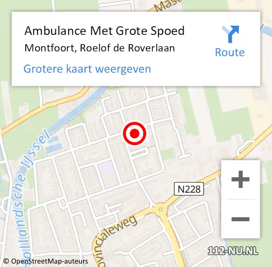 Locatie op kaart van de 112 melding: Ambulance Met Grote Spoed Naar Montfoort, Roelof de Roverlaan op 13 mei 2018 10:55