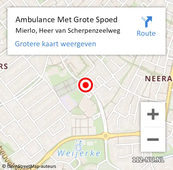 Locatie op kaart van de 112 melding: Ambulance Met Grote Spoed Naar Mierlo, Heer van Scherpenzeelweg op 13 mei 2018 11:22