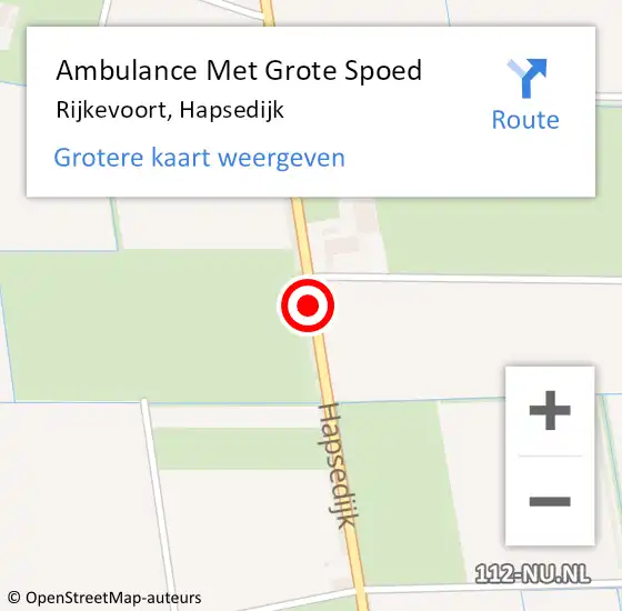 Locatie op kaart van de 112 melding: Ambulance Met Grote Spoed Naar Rijkevoort, Hapsedijk op 13 mei 2018 12:03