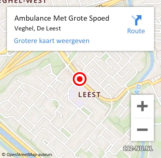 Locatie op kaart van de 112 melding: Ambulance Met Grote Spoed Naar Veghel, De Leest op 13 mei 2018 13:53
