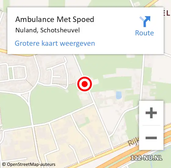 Locatie op kaart van de 112 melding: Ambulance Met Spoed Naar Nuland, Schotsheuvel op 13 mei 2018 15:11