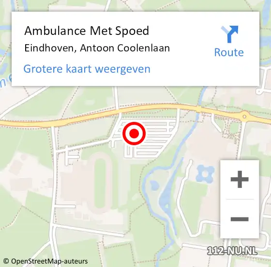 Locatie op kaart van de 112 melding: Ambulance Met Spoed Naar Eindhoven, Antoon Coolenlaan op 13 mei 2018 15:30