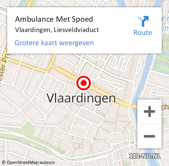 Locatie op kaart van de 112 melding: Ambulance Met Spoed Naar Vlaardingen, Liesveldviaduct op 13 mei 2018 15:45