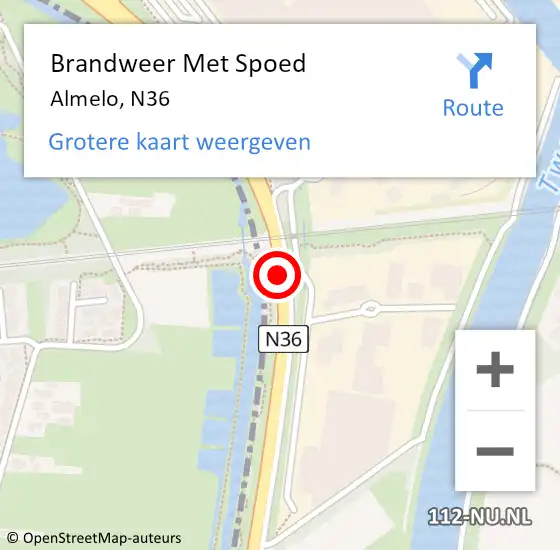 Locatie op kaart van de 112 melding: Brandweer Met Spoed Naar Almelo, N36 op 13 mei 2018 16:02