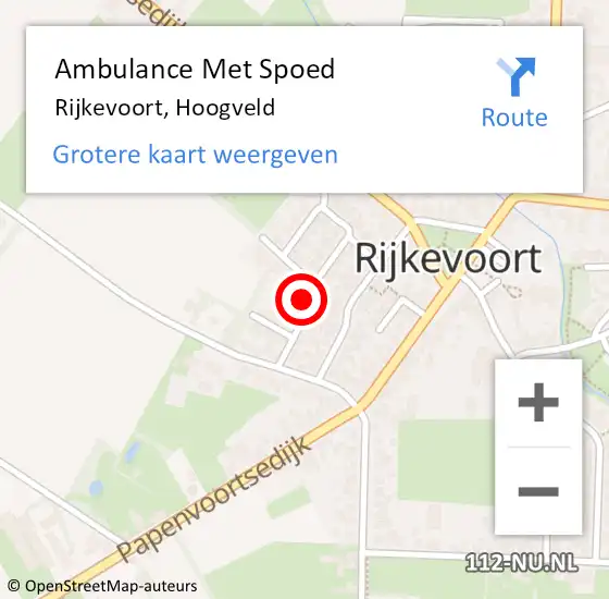 Locatie op kaart van de 112 melding: Ambulance Met Spoed Naar Rijkevoort, Hoogveld op 13 mei 2018 17:31