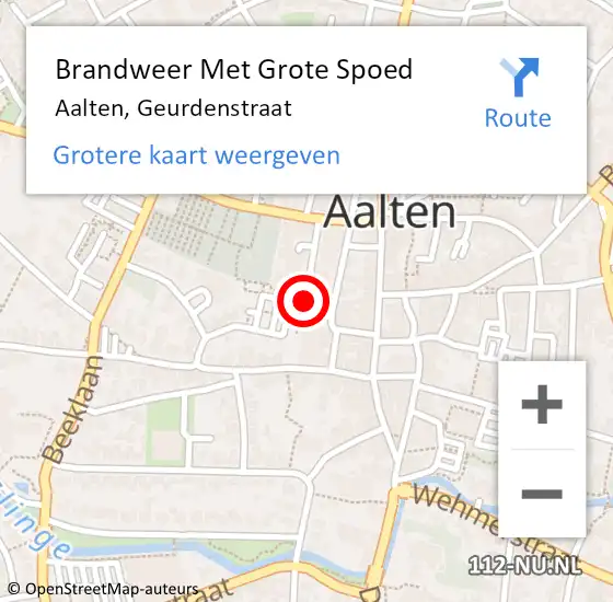 Locatie op kaart van de 112 melding: Brandweer Met Grote Spoed Naar Aalten, Geurdenstraat op 13 mei 2018 17:38