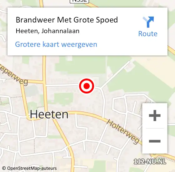 Locatie op kaart van de 112 melding: Brandweer Met Grote Spoed Naar Heeten, Johannalaan op 13 mei 2018 18:06