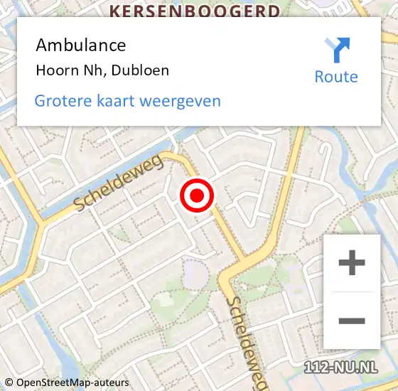 Locatie op kaart van de 112 melding: Ambulance Hoorn Nh, Dubloen op 13 mei 2018 18:10