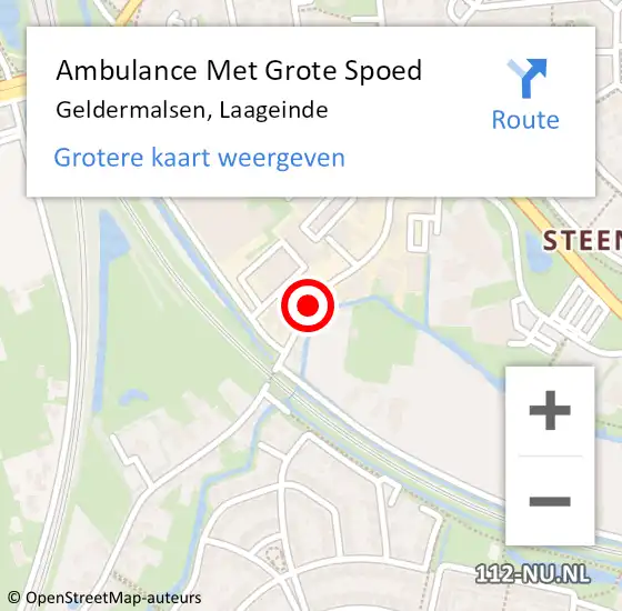 Locatie op kaart van de 112 melding: Ambulance Met Grote Spoed Naar Geldermalsen, Laageinde op 13 mei 2018 18:13
