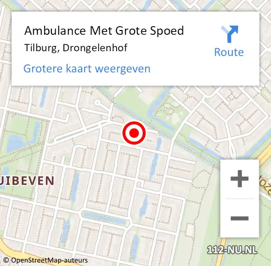 Locatie op kaart van de 112 melding: Ambulance Met Grote Spoed Naar Tilburg, Drongelenhof op 13 mei 2018 18:40