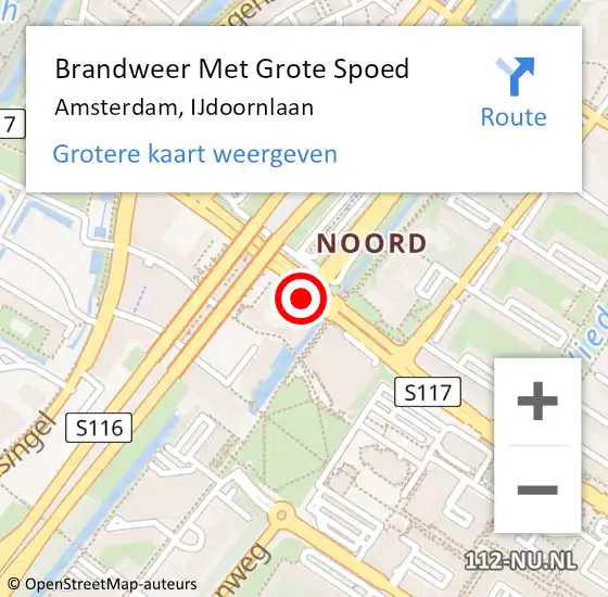Locatie op kaart van de 112 melding: Brandweer Met Grote Spoed Naar Amsterdam, IJdoornlaan op 13 mei 2018 19:01