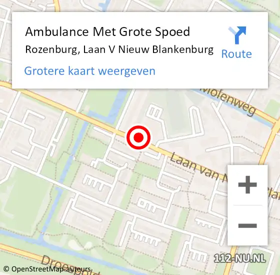 Locatie op kaart van de 112 melding: Ambulance Met Grote Spoed Naar Rozenburg, Laan V Nieuw Blankenburg op 19 mei 2018 20:22