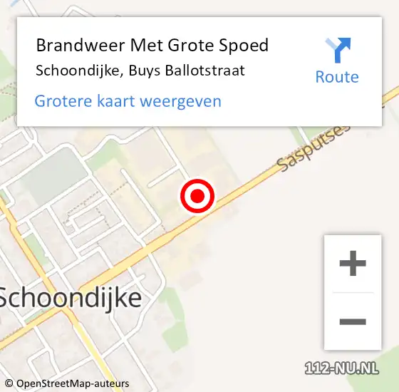 Locatie op kaart van de 112 melding: Brandweer Met Grote Spoed Naar Schoondijke, Buys Ballotstraat op 19 mei 2018 20:42