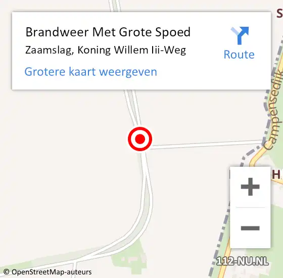 Locatie op kaart van de 112 melding: Brandweer Met Grote Spoed Naar Zaamslag, Koning Willem Iii-Weg op 19 mei 2018 20:47