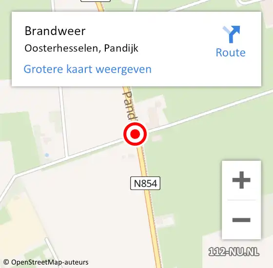 Locatie op kaart van de 112 melding: Brandweer Oosterhesselen, Pandijk op 19 mei 2018 21:08