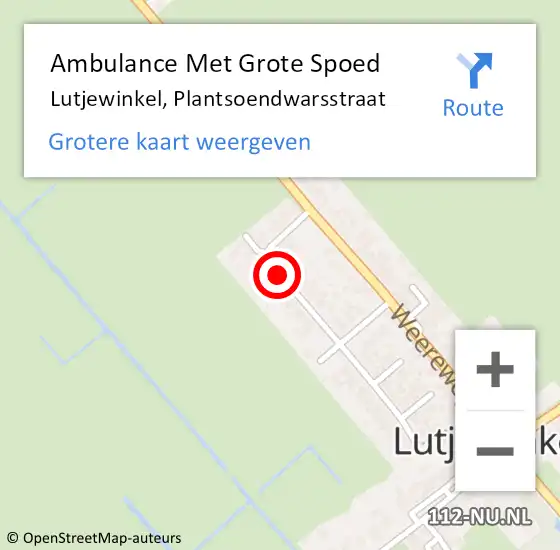 Locatie op kaart van de 112 melding: Ambulance Met Grote Spoed Naar Lutjewinkel, Plantsoendwarsstraat op 19 mei 2018 21:52