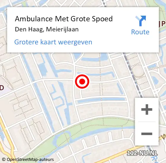 Locatie op kaart van de 112 melding: Ambulance Met Grote Spoed Naar Den Haag, Meierijlaan op 19 mei 2018 22:03