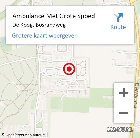 Locatie op kaart van de 112 melding: Ambulance Met Grote Spoed Naar De Koog, Bosrandweg op 19 mei 2018 22:04