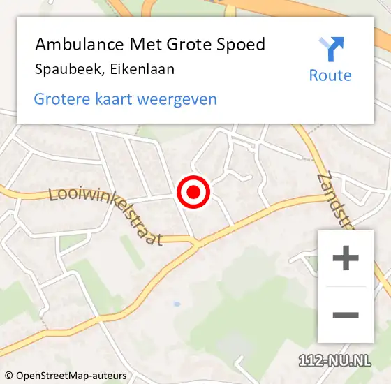 Locatie op kaart van de 112 melding: Ambulance Met Grote Spoed Naar Spaubeek, Eikenlaan op 25 februari 2014 07:12