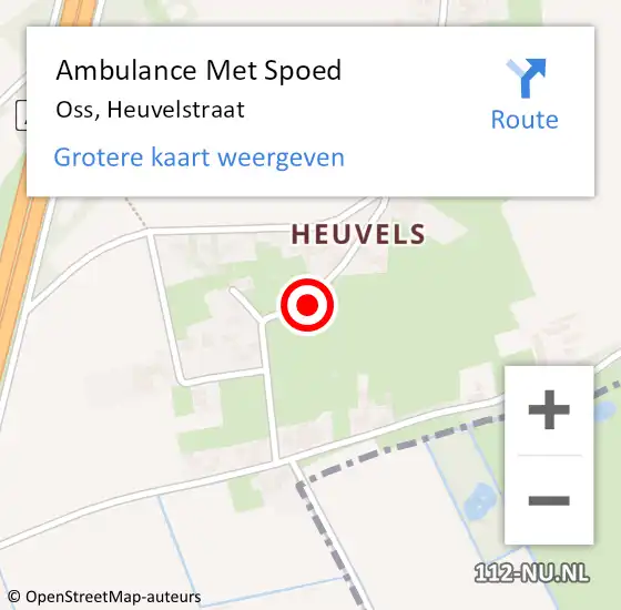 Locatie op kaart van de 112 melding: Ambulance Met Spoed Naar Oss, Heuvelstraat op 19 mei 2018 22:19