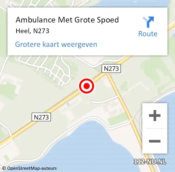 Locatie op kaart van de 112 melding: Ambulance Met Grote Spoed Naar Heel, N273 op 19 mei 2018 22:33