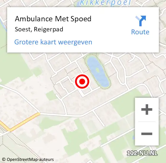 Locatie op kaart van de 112 melding: Ambulance Met Spoed Naar Soest, Reigerpad op 19 mei 2018 23:11